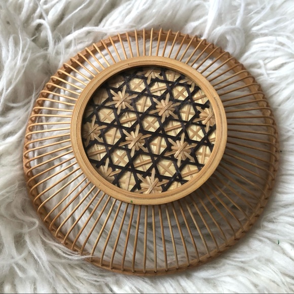 Vintage Wicker Rattan Acetate Hanging Basket